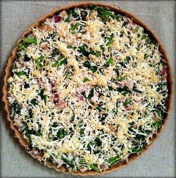 Spinach, chard, leek and tufo quiche